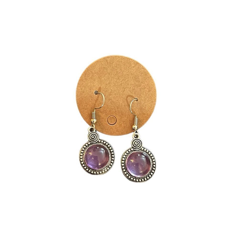 Fashion Jewelry Silver Tone Purple Earrings
